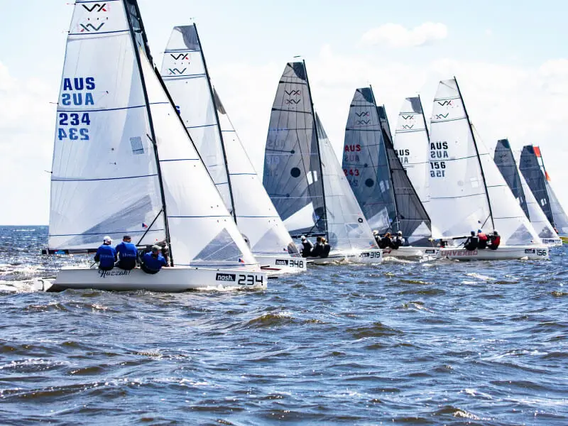 Sailboats racing on the open sea